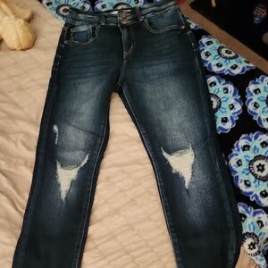 KanCan Dark Blue Distressed Boyfriend Jeans